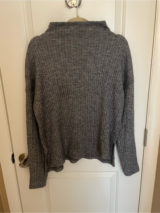 Bobbi Sweaters - Bobbi Los Angeles Ribbed Mock Neck Women's Sweater - Charcoal Gray size S